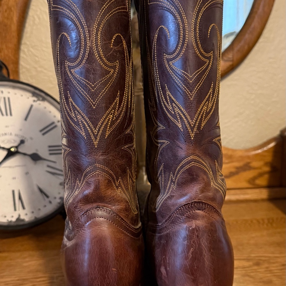 Durango Brown Western Cowboy Boots with Embroidered Stitching - Picture 4 of 7